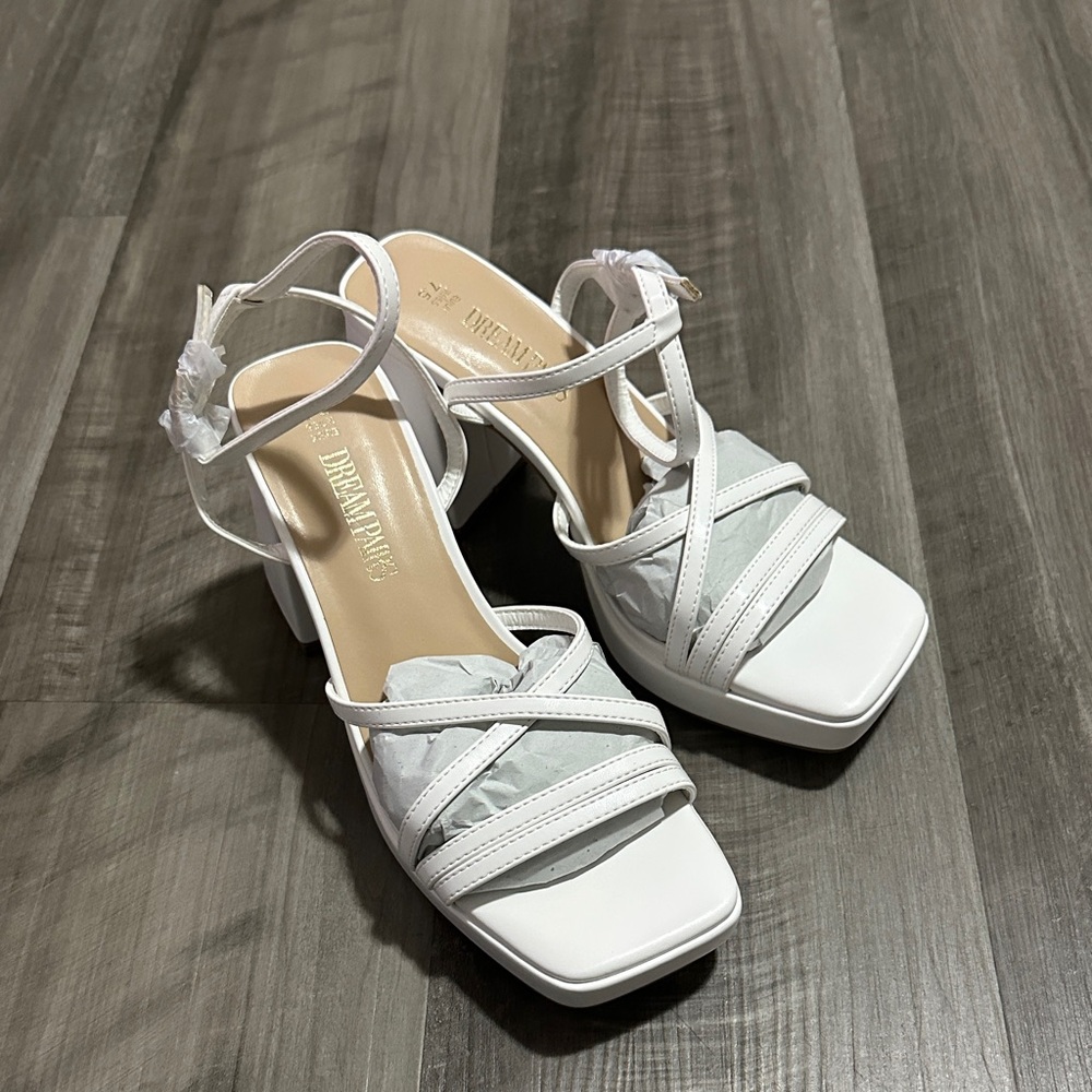 Dream Pairs White Strappy Heels